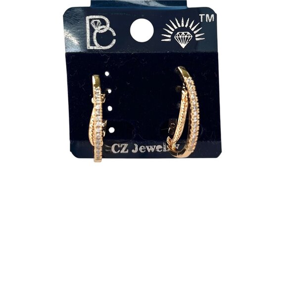 Elegant Rose Gold Hoop Earrings Sparkling Fashion Jewelry for Women Unique Chic - Picture 4 of 4